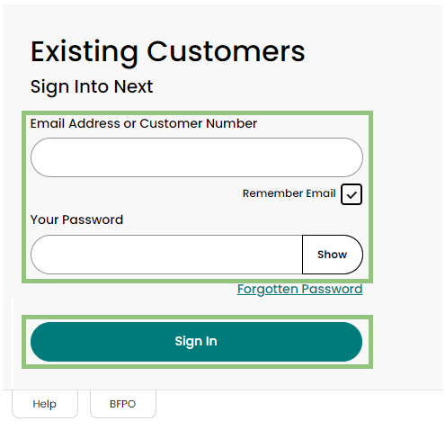 Sign into 'My Account' – NEXT Help Centre